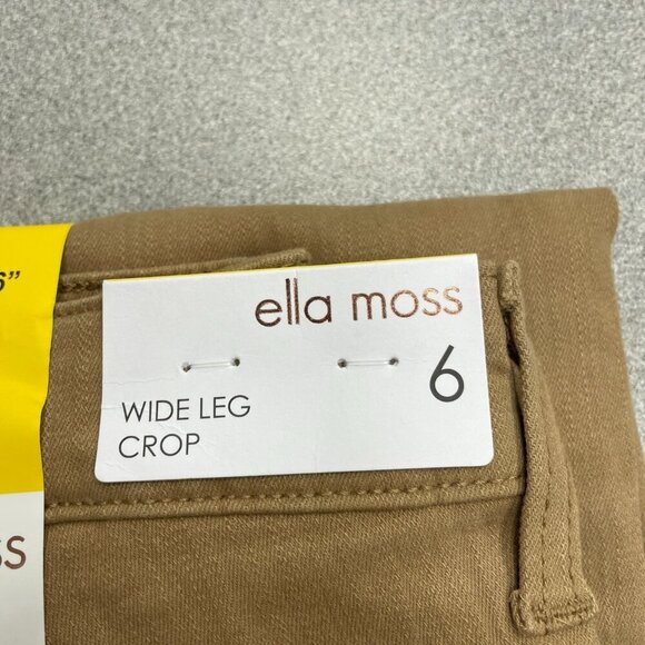 NEW Ella Moss Women's 6 Wide Leg Crop High-Rise Pants Brown Cotton G1471 - Picture 10 of 11